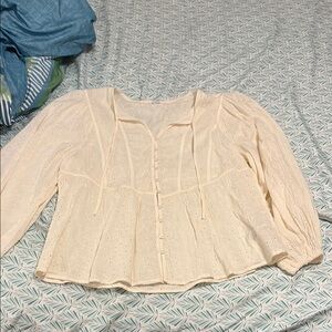 Old Navy Cream Sailor Collar Peplum Blouse